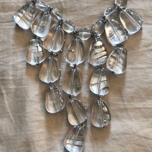 Clear bead ice cube custom necklace in silver
